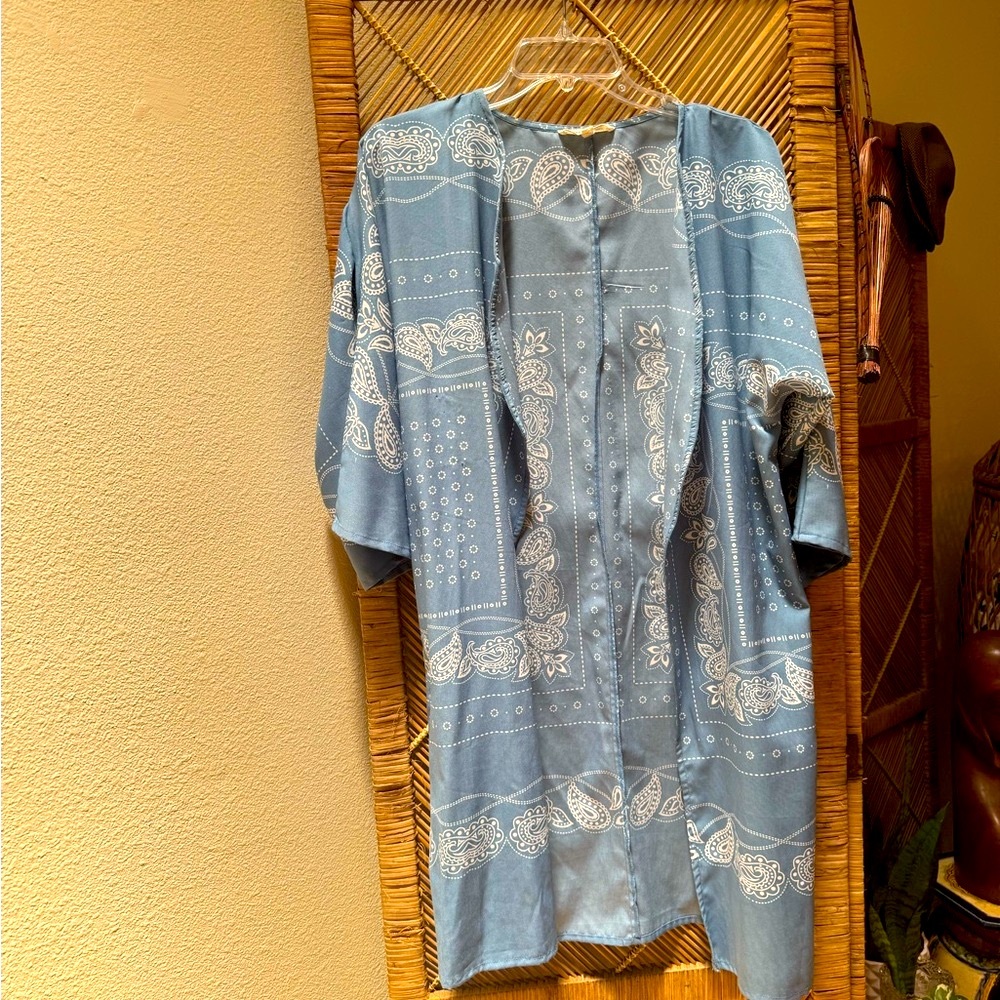 Blue Paisley Kimono Cardigan